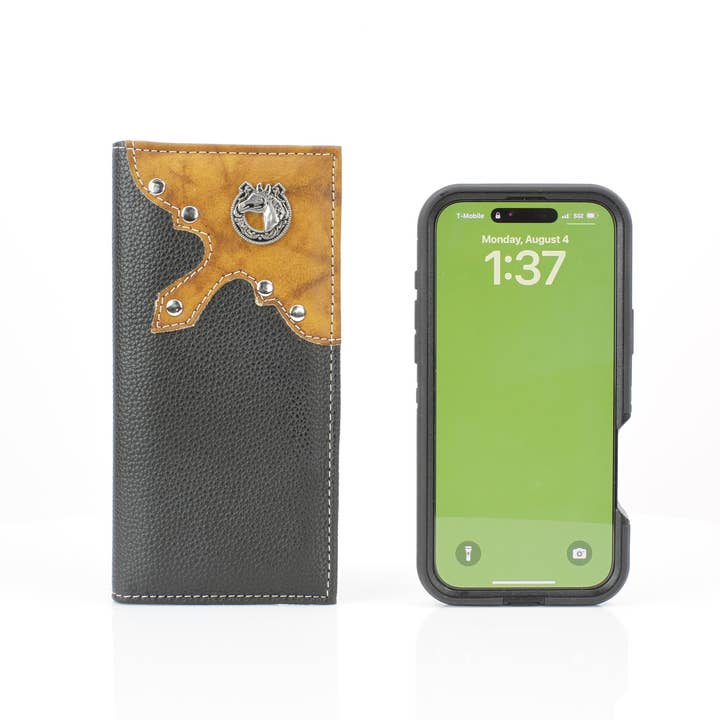 Leather Impressions Inc - Wholesale Wallet - Men’s - Rodeo Wallet with Horse and Horseshoe Concho VL8726
