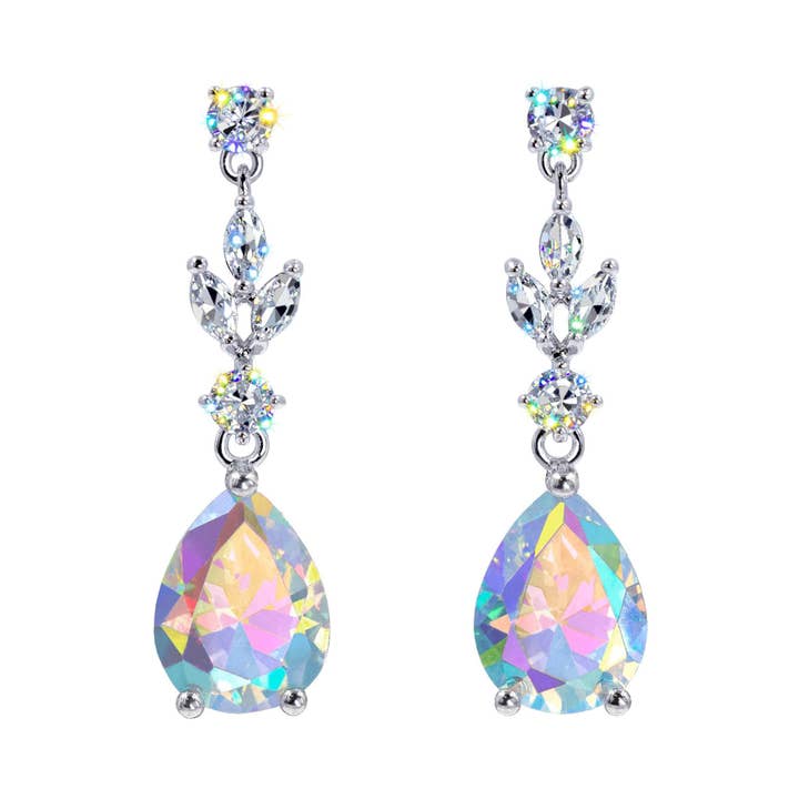 Bridal Store Jewelry - Wholesale Dangle Earrings - #17462 - Elegant Teardrop Cascade CZ Chandelier Earrings