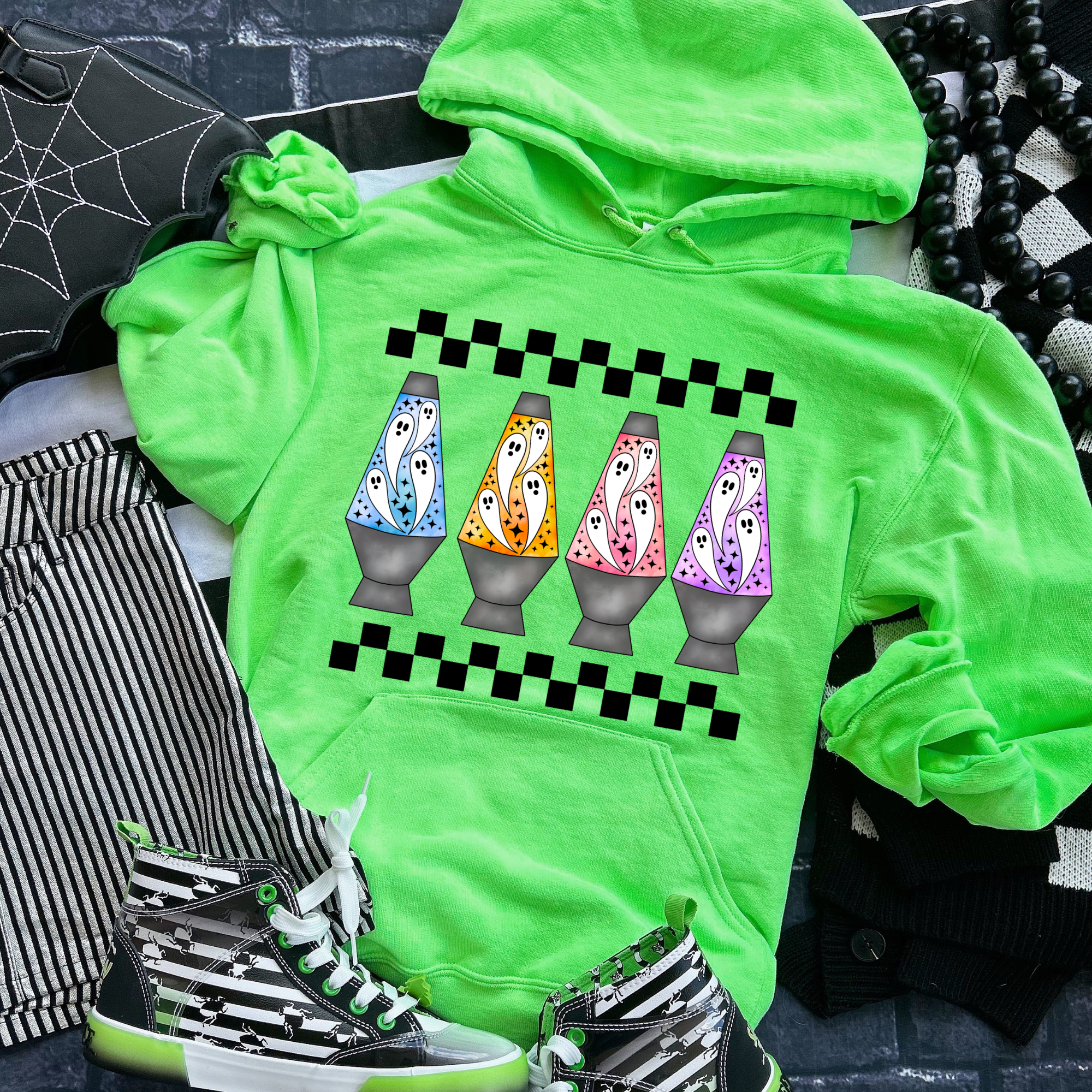 ZZ Threadz – Engroshandel Hoodie – Kvinder – Ghost Lava Lamps Halloween hættetrøje0