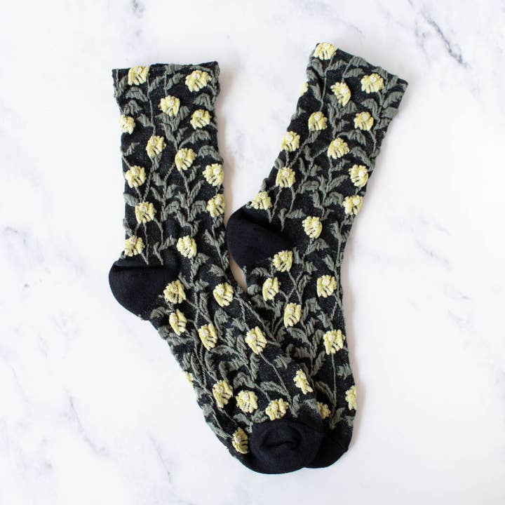 Tiepology - Vente Chaussettes – femme - Chaussettes décontractées à fleurs de marguerite0