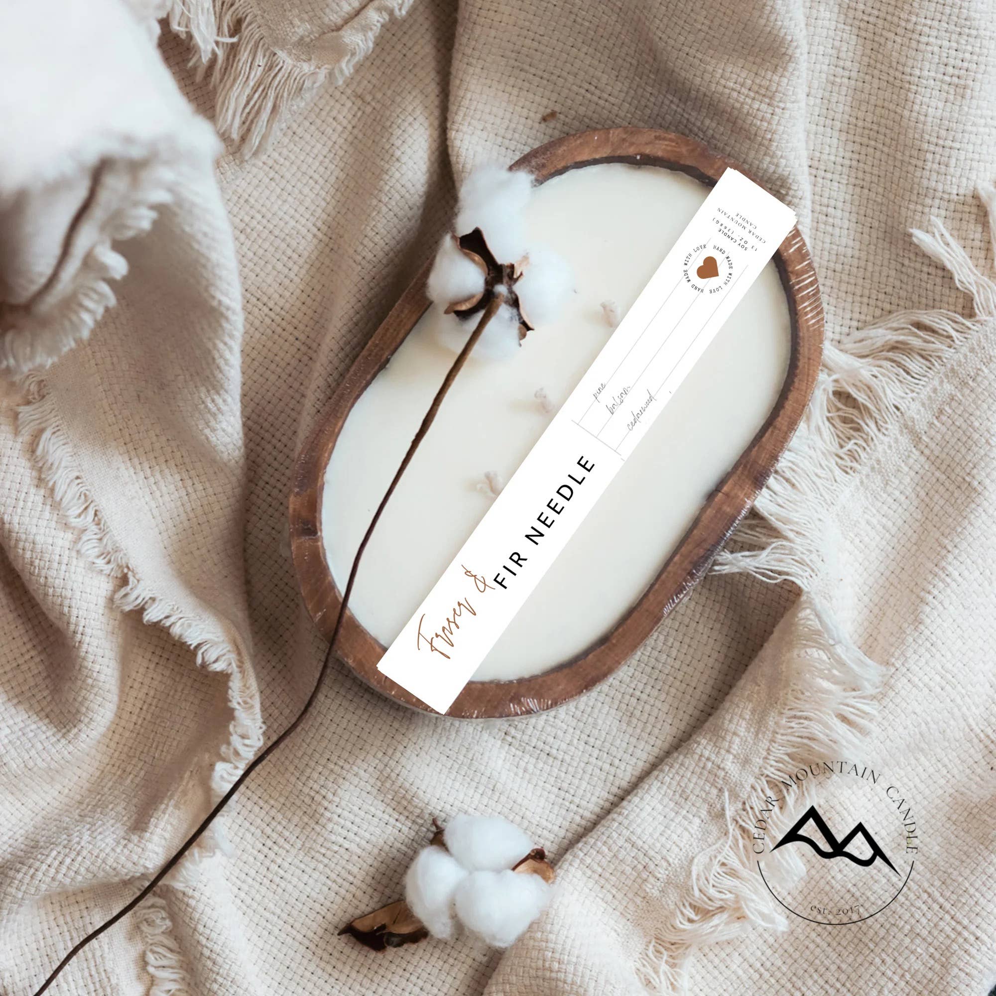 Cedar Mountain Candle - Wholesale Jar/Filled Candle - WINTER & HOLIDAY: 3 Wick Natural Wood Dough Bowl3