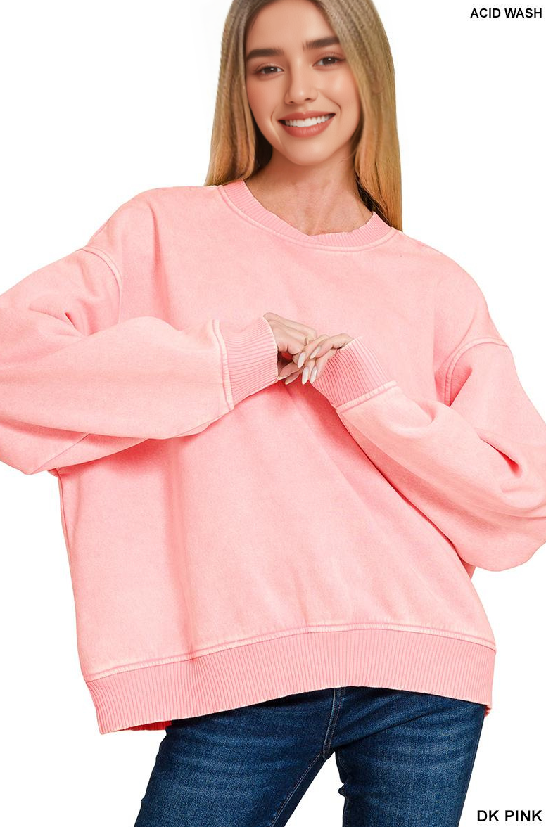 42POPS - Wholesale Sweatshirt - Women's - Acid Wash Fleece Oversized Pullover81