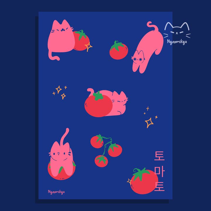Tomato Cats Print for wholesale by Nyaomikyu