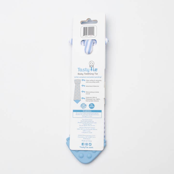 Tasty Tie® - Wholesale Teether (Not Clip-On) - Baby - Tasty Tie Teether, Crinkle Toy, Baby Boy Gift (Seersucker)1