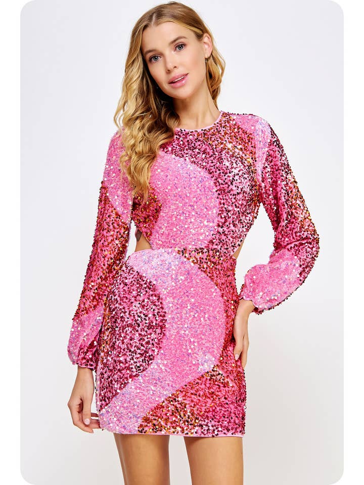 Padded Open Back Sequins Mini Dress for wholesale by Strut & Bolt