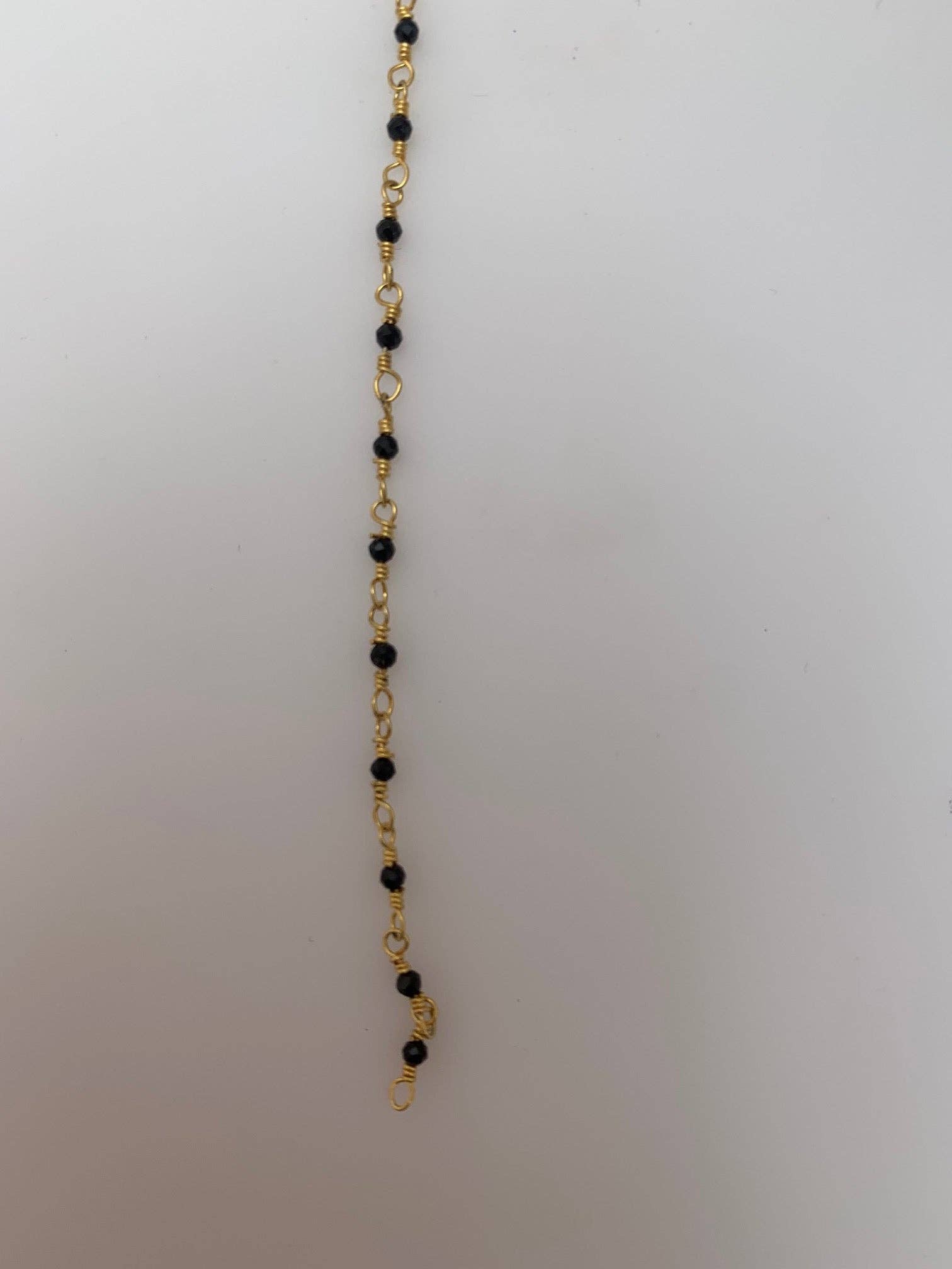 Purity Beads - Wholesale Beaded/Pearl Necklace - Black Spinel Gold  Plated Rosary Faceted Beaded Chain, Wire Wrapping Chain, Natural Gemstone chain Size: 2mm, 1 Foot.2
