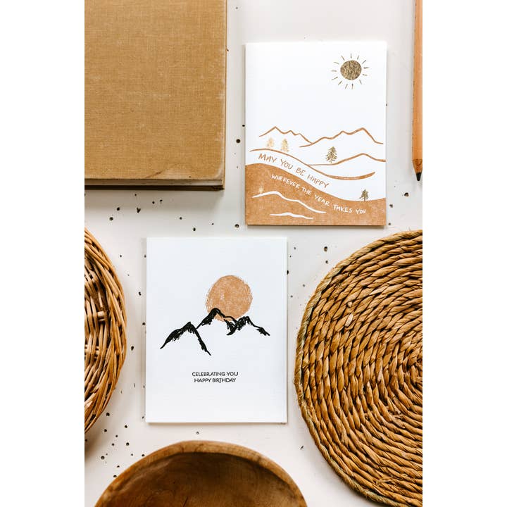 Lake Erie Design Co. - Wholesale Birthday Card - May you be Happy - Mountain - Letterpress Card1