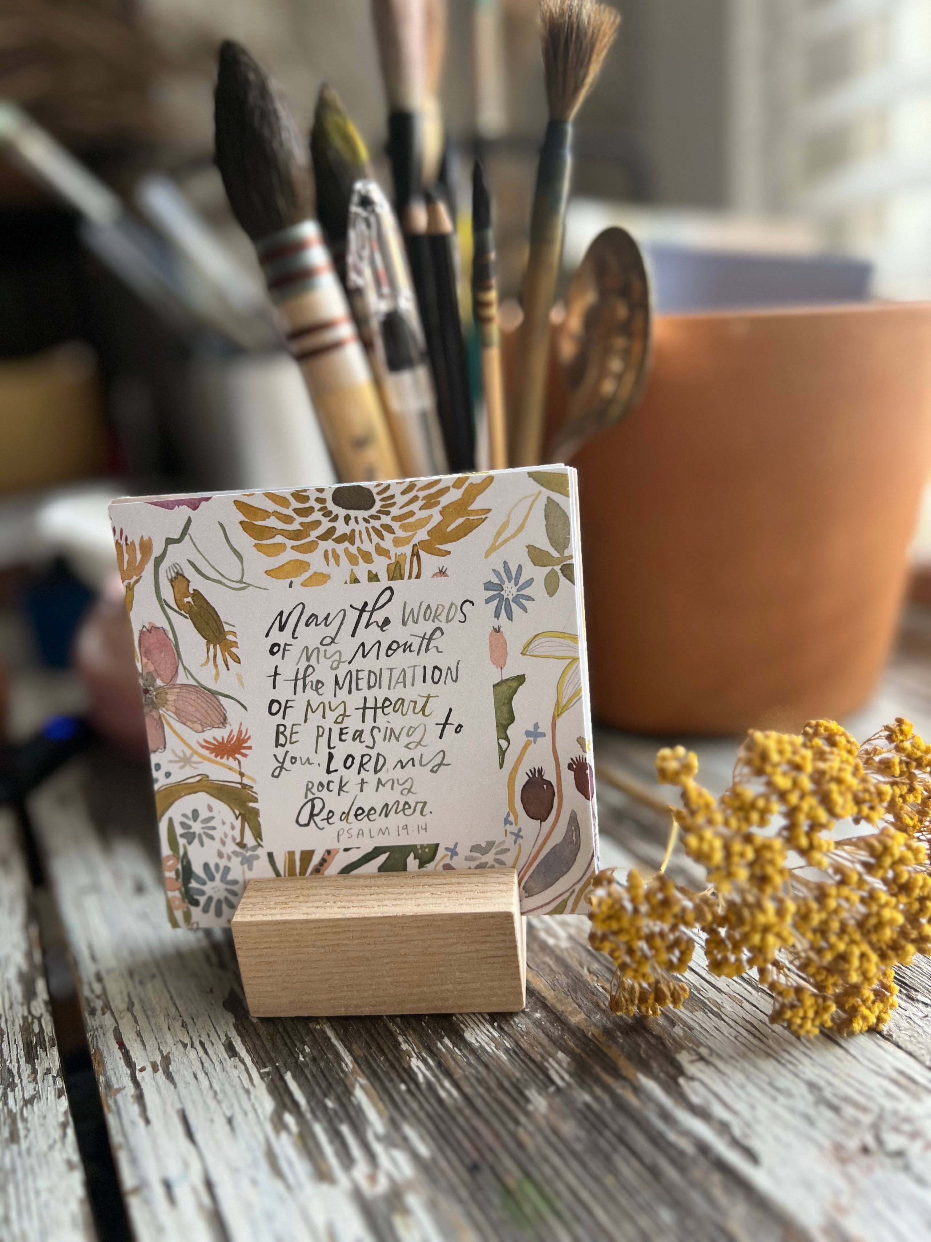 True Cotton - Wholesale Stationery/Notecard Set - Psalms Bible Verse Scripture Cards + Wooden Stand - 12Verses2