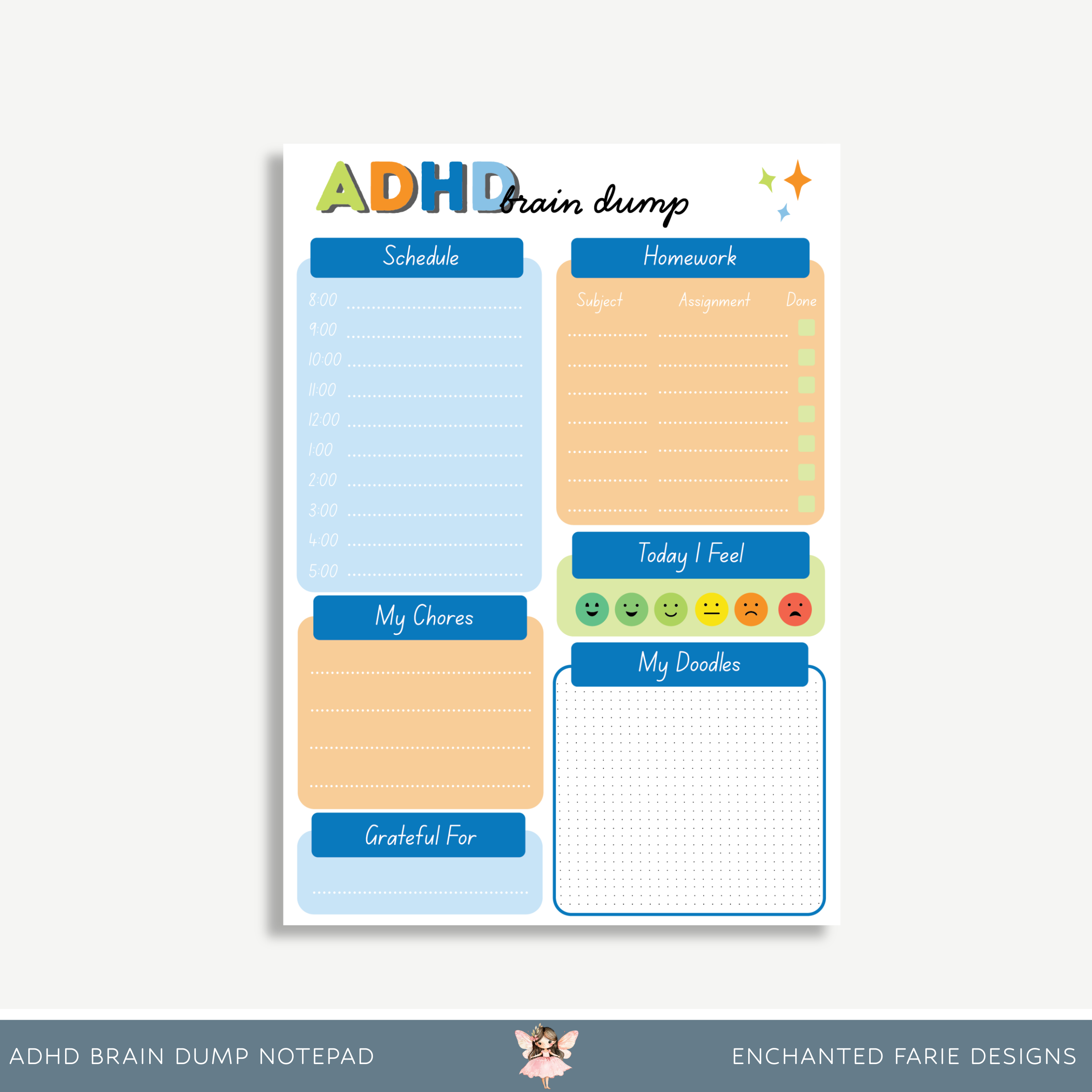 Enchanted Farie Designs - Wholesale Notepad - ADHD Brain Dump Notepad6