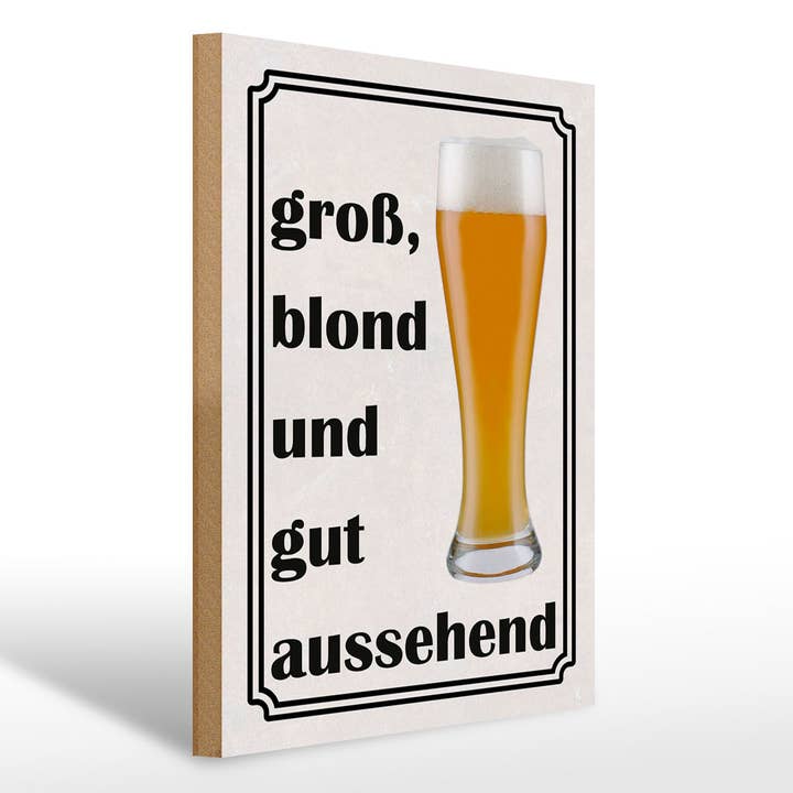 Houten bord 30x40cm Bier Groot blond en knap Tarwe voor wholesale door Femer