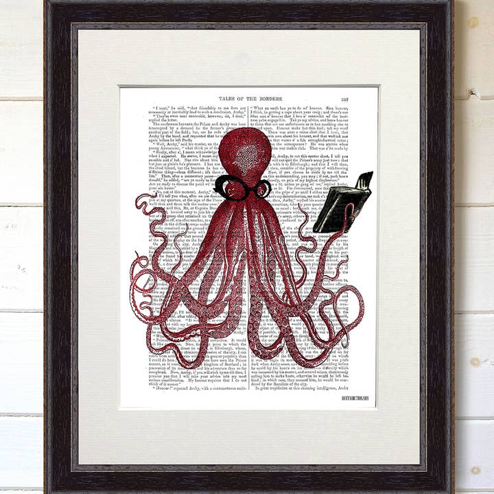 Intelligent Octopus, Nautical Book Print / Art Print for wholesale by FabFunky Ltd