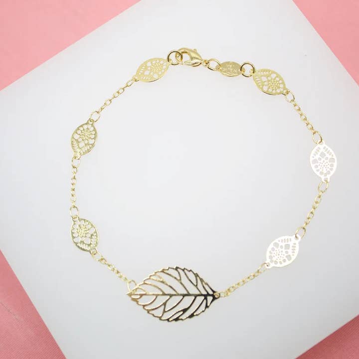 18K Gold Filled Nature Leaf Bracelet for wholesale by MIA Jewelry