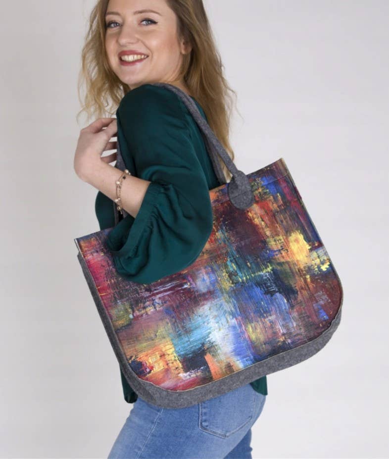 IngrossoBertoni by INCI Srl - Wholesale Tote Bag - Women's - Caracas Felt Shoulder Bag Lady XL Bertoni Line3