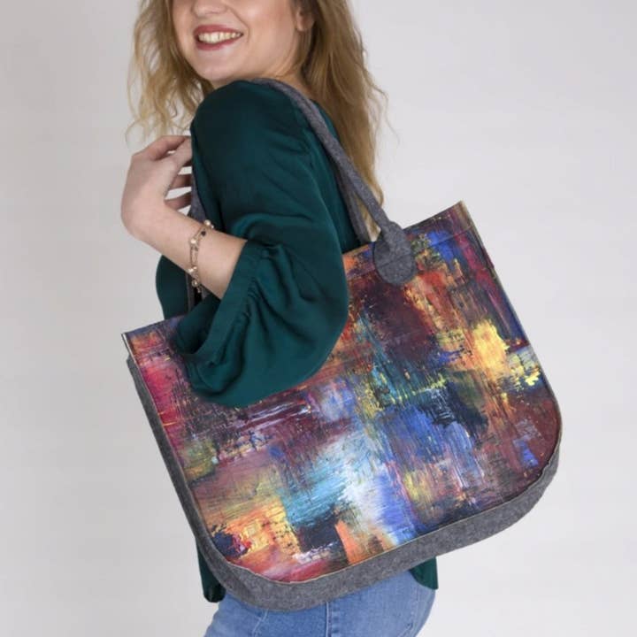 IngrossoBertoni by INCI Srl - Wholesale Tote Bag - Women's - Caracas Felt Shoulder Bag Lady XL Bertoni Line3