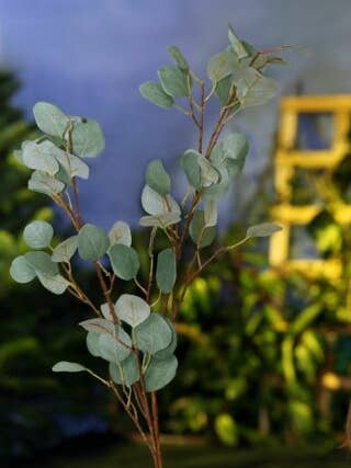 Haste de Eucalipto Verde Artificial - 115cm por atacado de Mezu Silk Flowers