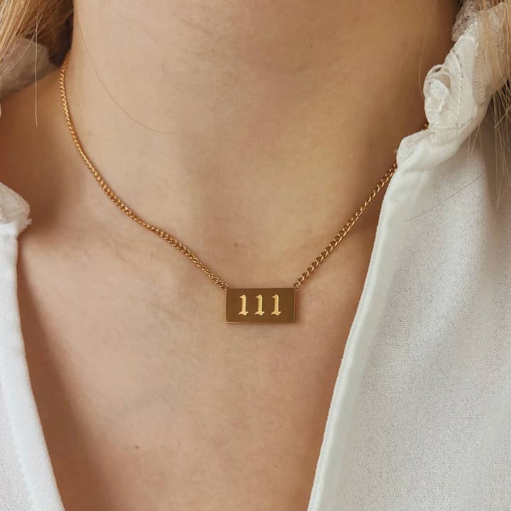 HoopLa - Wholesale Pendant/Charm Necklace - 111 Angel Number Talisman Layering Necklace waterproof3