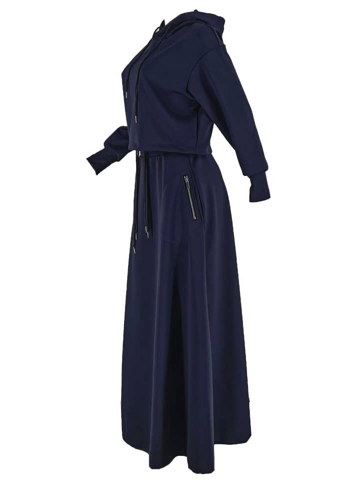 HIDDENBRAND - Wholesale Top & Skirt Set - Women's - Hoodie sweatshirt top maxi skirt set 2pcs7