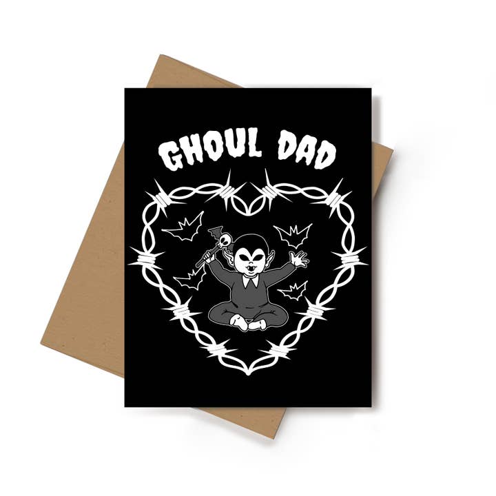 Papà Ghoul - Biglietto di Auguri per Baby Shower Gotico - Confezione da 6 per la vendita all'ingrosso da parte di Spooky Glam Paper