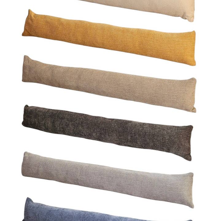 Meinposten - Vendita all'ingrosso Decorazione per porta - Paraspifferi guarnizione porta fermavento porte e finestre tessuto grigio crema beige 90 cm6