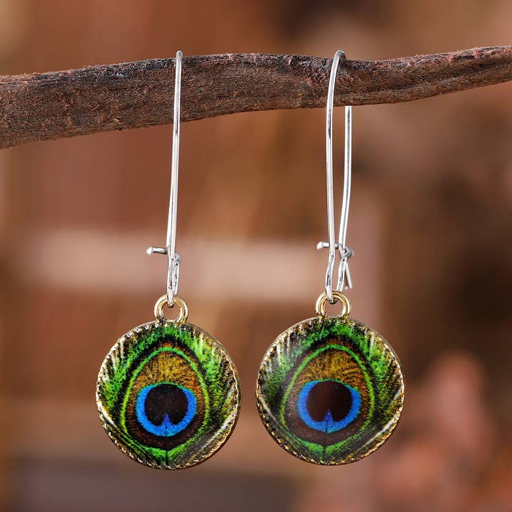 Magia Design - Wholesale Dangle Earrings - Bohemian Peacock Feather Earrings