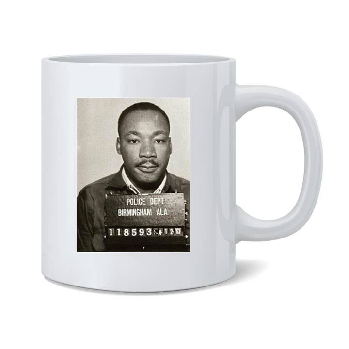 Dr Martin Luther King Jr Mugshot Civil Rights Mug 11oz for wholesale by Gotham Gifts