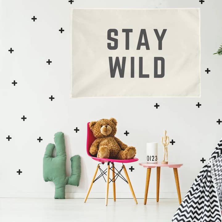 Stay Wild Wall Flag for wholesale by The Little Lemons Company