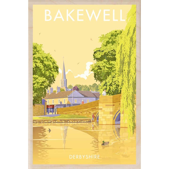 THE WOODEN POSTCARD COMPANY – Großhandel Postkarten – DERBYSHIRE BAKEWELL Holzpostkarte, Holzmagnet
