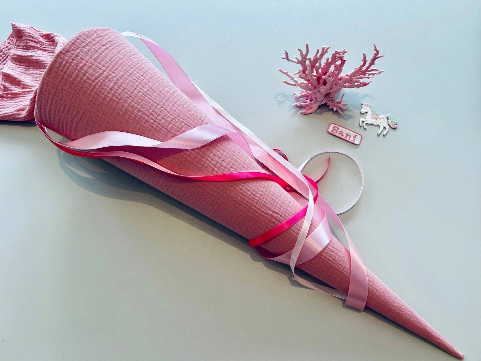 Küstenfieber® - Wholesale Party Favor - Musselin School Cone Old Pink – handmade – 35 cm or 70 cm1