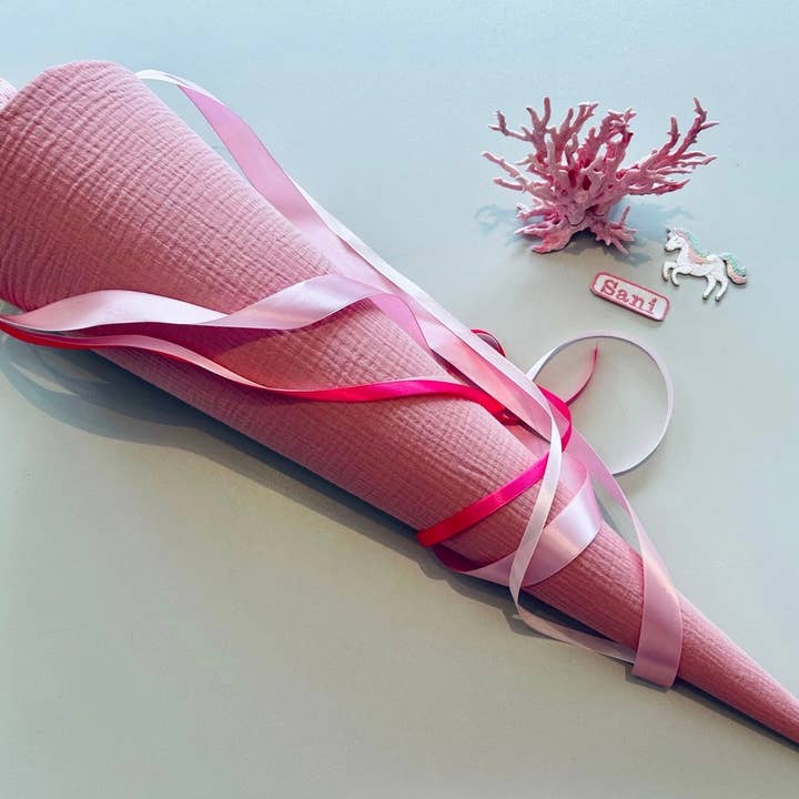 Küstenfieber® - Wholesale Party Favor - Musselin School Cone Old Pink – handmade – 35 cm or 70 cm1