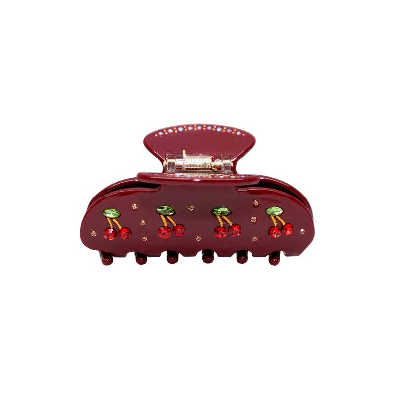 LadyJuneAccessories - Wholesale Hair Clip - Women's - Cherry Crystal Hair Claw Clip – Available in 3 colors0