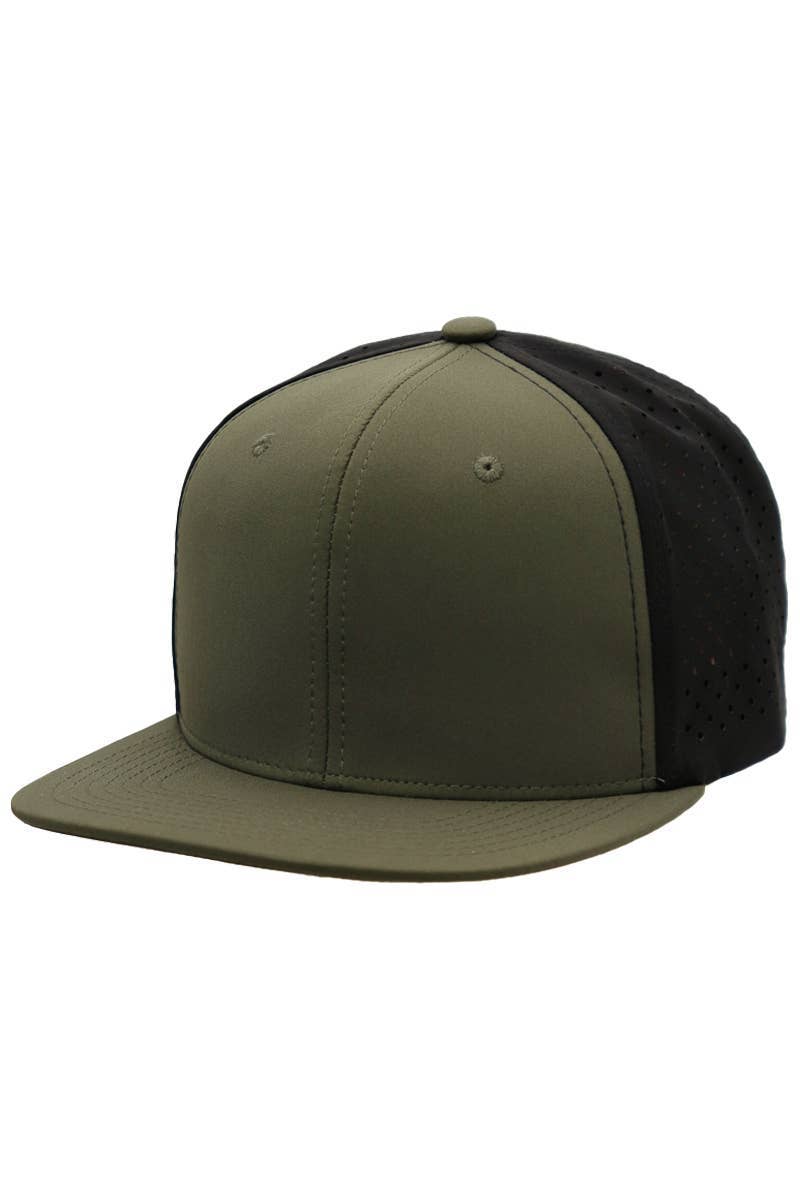 Cap Zone - Wholesale Flat Brim Cap - Men's - Two Tone Six Panel Flat Bill Perforated Snapback20
