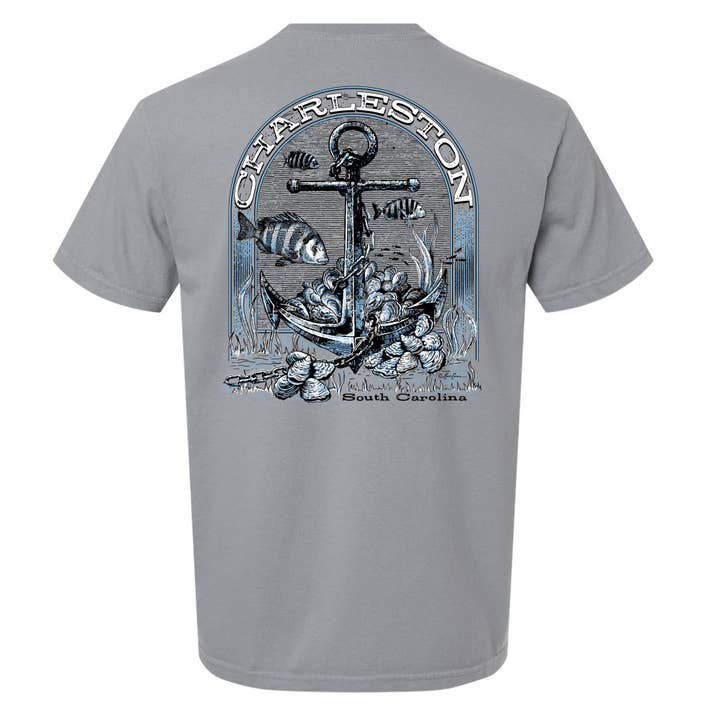 Charleston Apparel - Vente T-shirt sérigraphié – unisexe - Chemise de poisson Sheepshead personnalisable Anchor Oysters3
