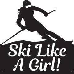 RUSTIEK METALEN BORD, SKIËR „SKI LIKE A GIRL” voor wholesale door Recherche Furnishings, Inc.