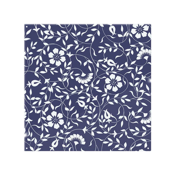 White Flowers On Navy Splash Back for wholesale by Benjamin Tate Design