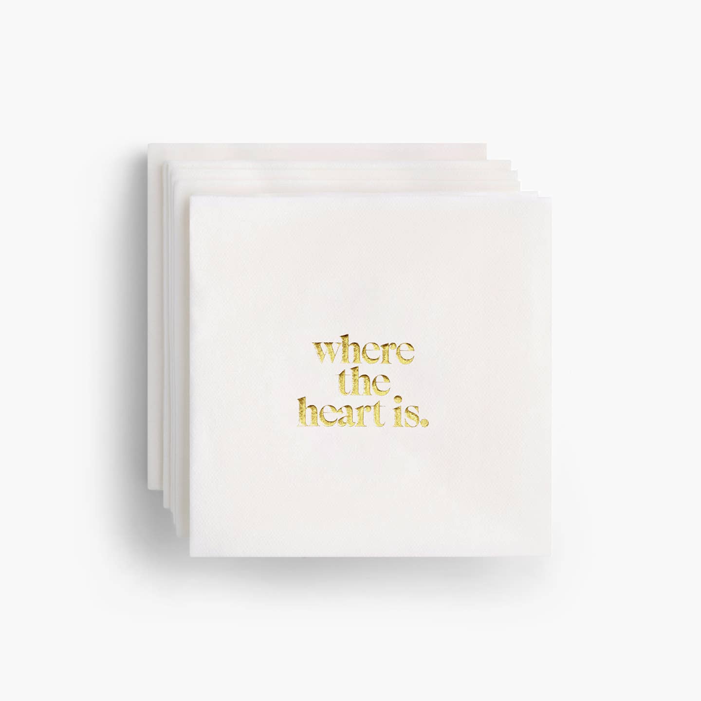 Souvenir Stationery - Wholesale Disposable Napkin - Where The Heart Is Gold Foil Cocktail Napkins - Set of 200