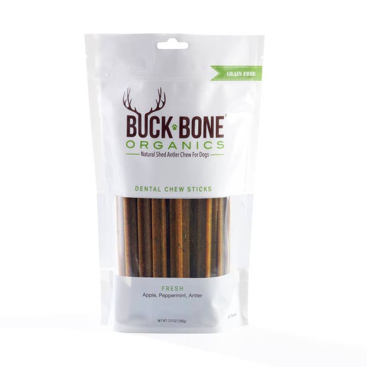 Buck Bone Organics - Wholesale Pet Chew Toy - Dog - Grain Free Dental Chews 24 Pack, made with Antler Powder