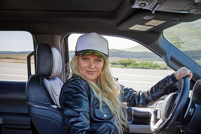 Funky Junque - Vente Casquette de camionneur – unisexe - Casquette de camionneur Snapback en mousse - Blanc/Camo2