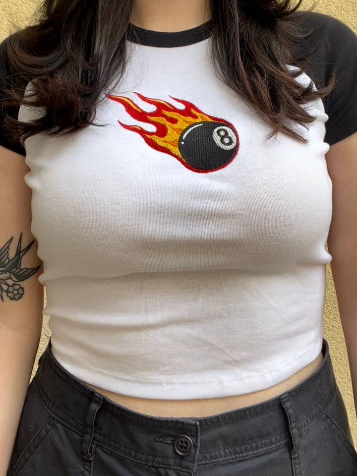 Flaming 8 Ball Baby Tee for wholesale by Threads By Tie