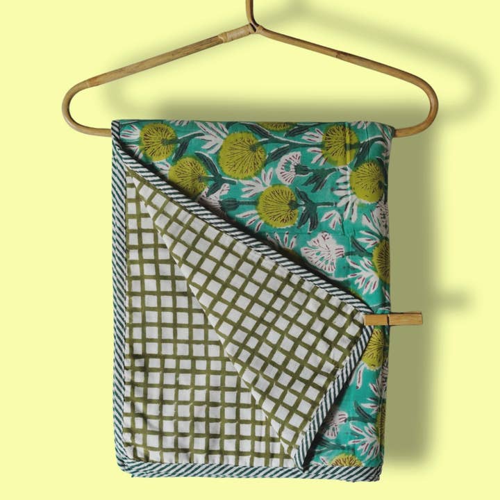 Annahmol - Wholesale Quilt - Kids & Baby - Wood Block Print Reversible Cotton Baby Blanket12