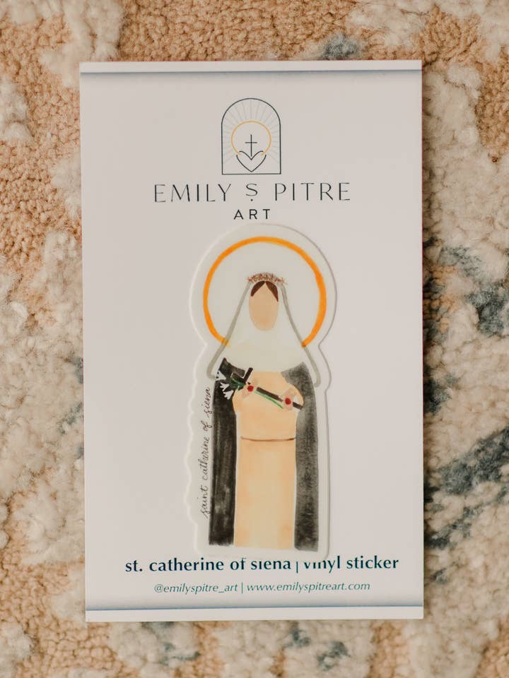 Sticker Sint-Catharina van Siena voor wholesale door Emily S Pitre Art