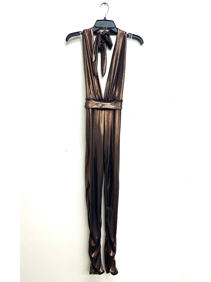Uptown Apparel - Wholesale Jumpsuit - Women's - J8057 FOIL HALTER JUMPSUIT WITH TIE BACK7
