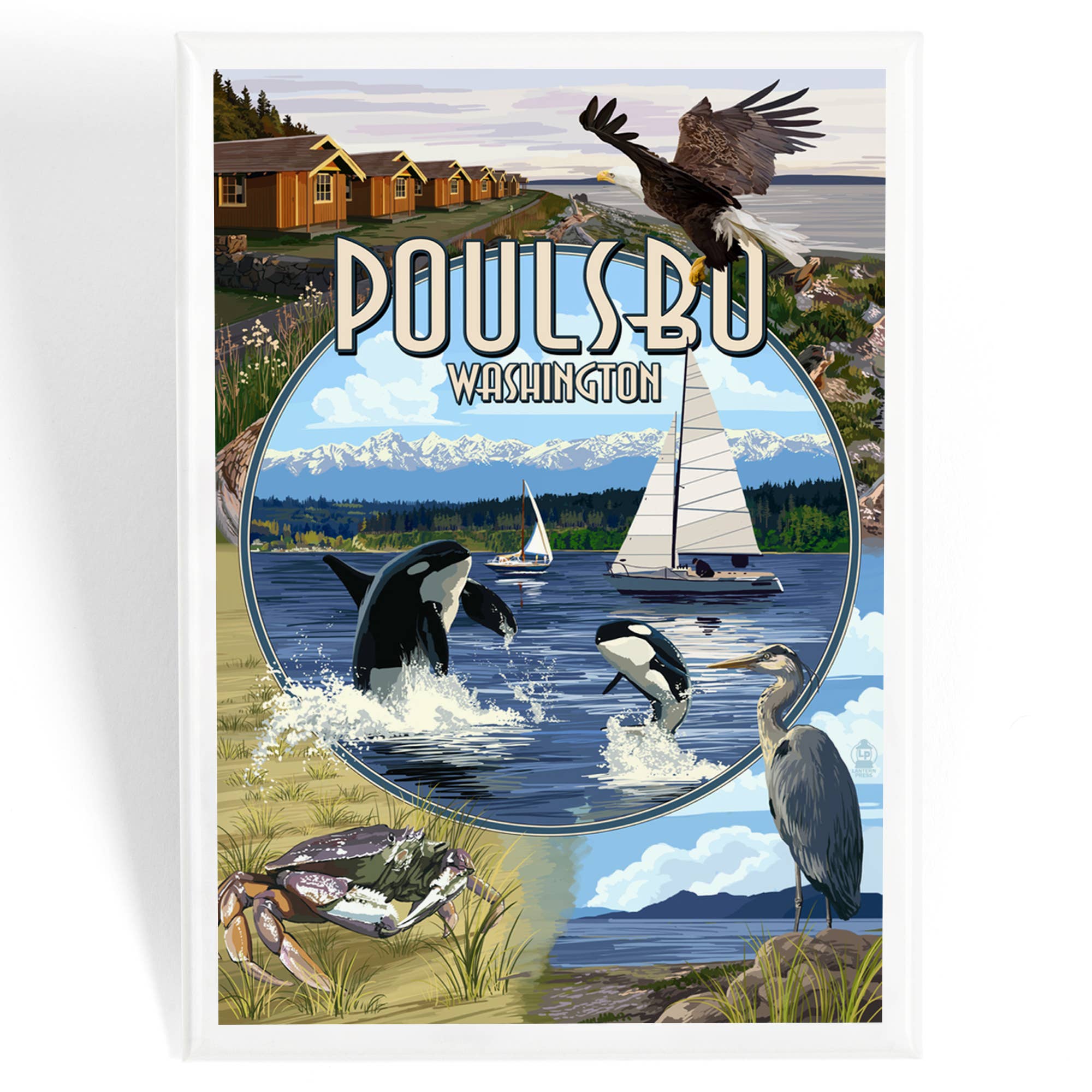 Lantern Press - Wholesale Magnet - MAGNET Poulsbo, Washington, Montage Scenes0