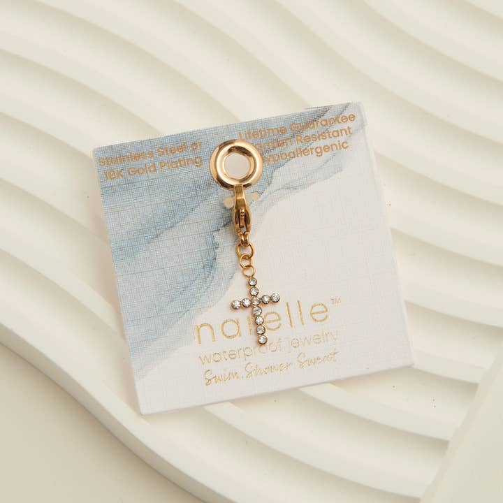 Narelle Waterproof Pave Cross Charm for wholesale by Howard's