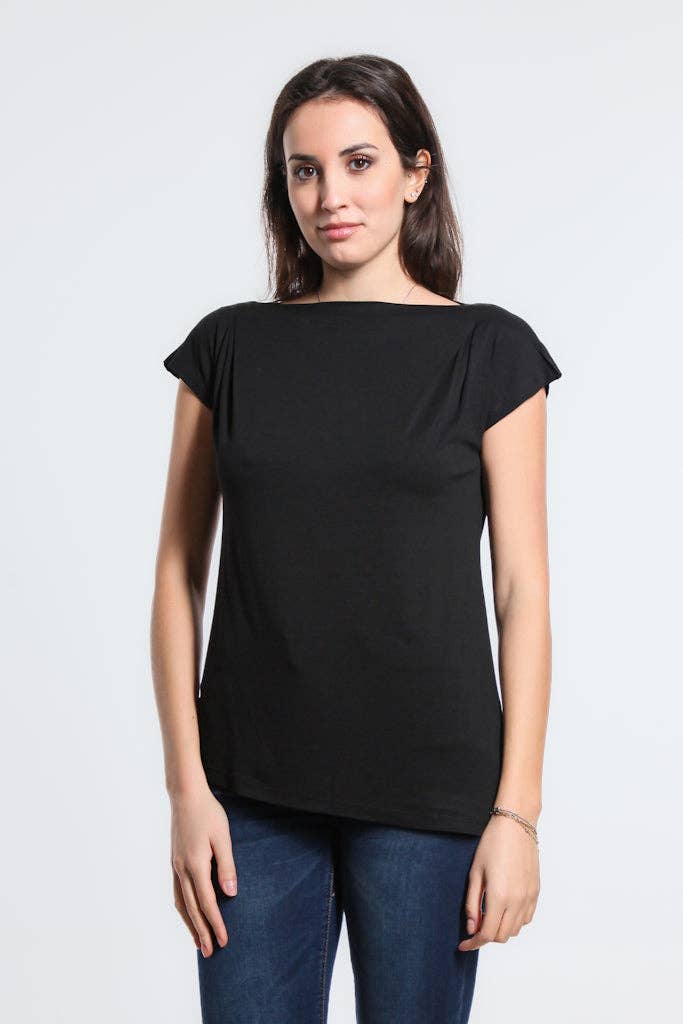 TINA Stephens Italy/Tees By Tina – Top de malha - Mulher por atacado – Kailyn Luxe - Chá de Fenda Lateral com Fenda Lateral (BSS221)4