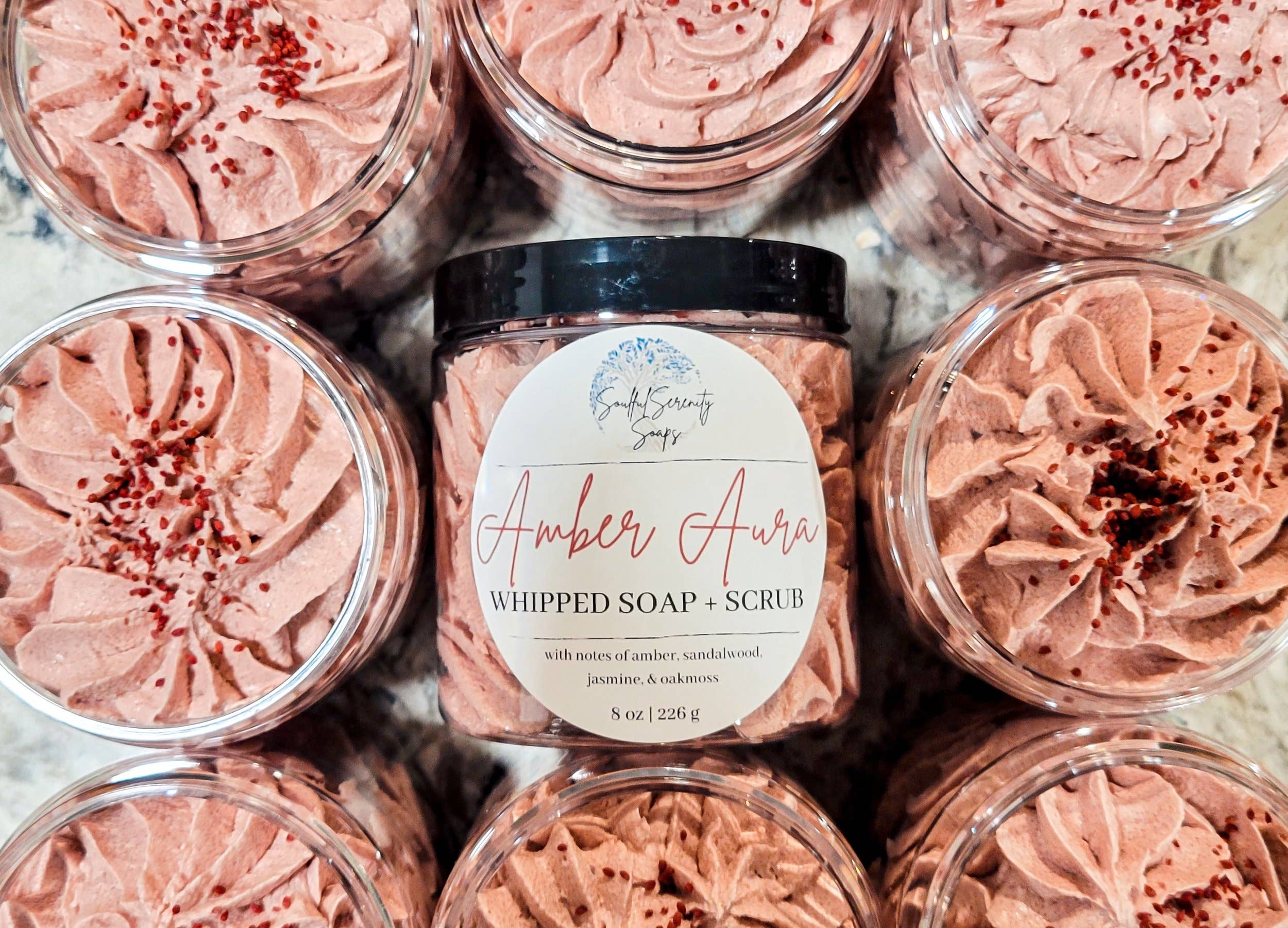 Soulful Serenity Soaps - Wholesale Whipped Soap - Amber Aura Whipped Soap + Scrub3