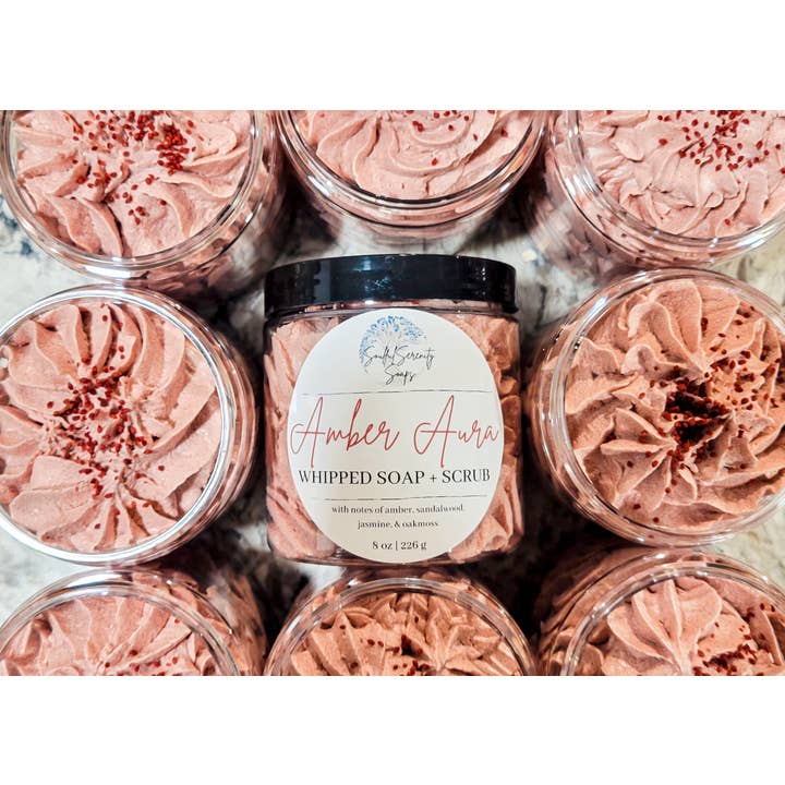 Soulful Serenity Soaps - Wholesale Whipped Soap - Amber Aura Whipped Soap + Scrub3