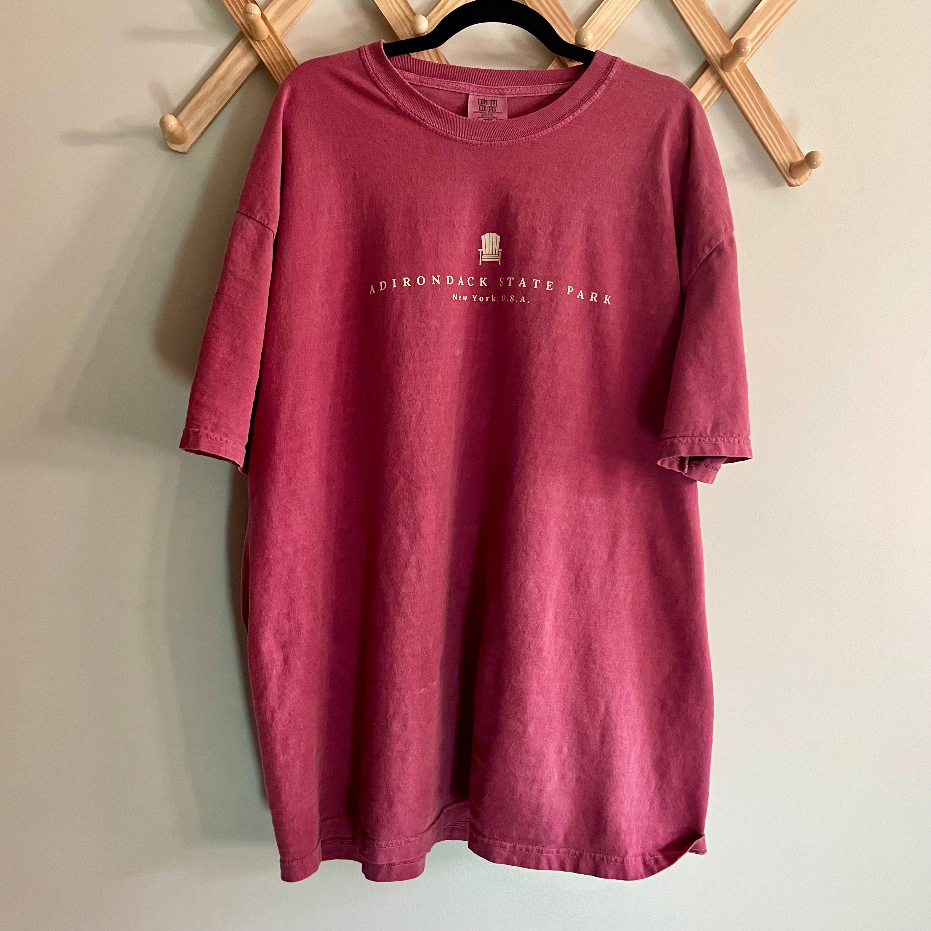 Just Wandering Co. - Wholesale Screen Printed T-Shirt - Unisex - Adirondack Park Map Short Sleeve Shirt | Plattsburgh, New Yo13