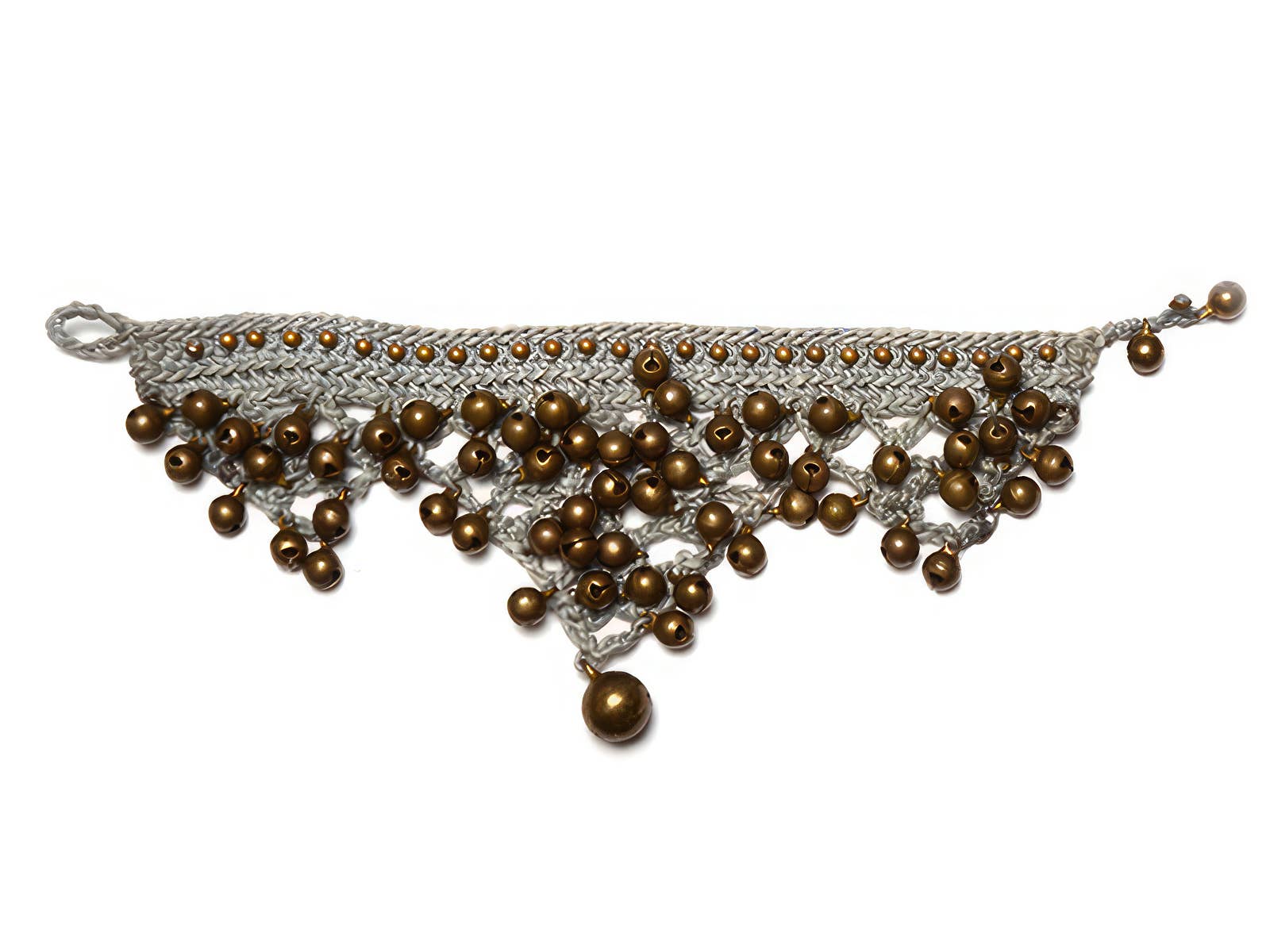 Gypsy Rose - Wholesale Anklet - BRAIDED JINGLE JANGLE WITH STONES ANKLET