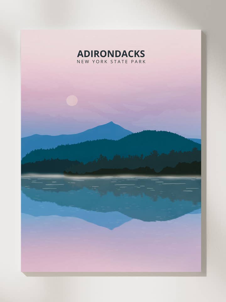 Impression du lac Mirror - Adirondacks, New York pour la vente par Boreas Design Shop