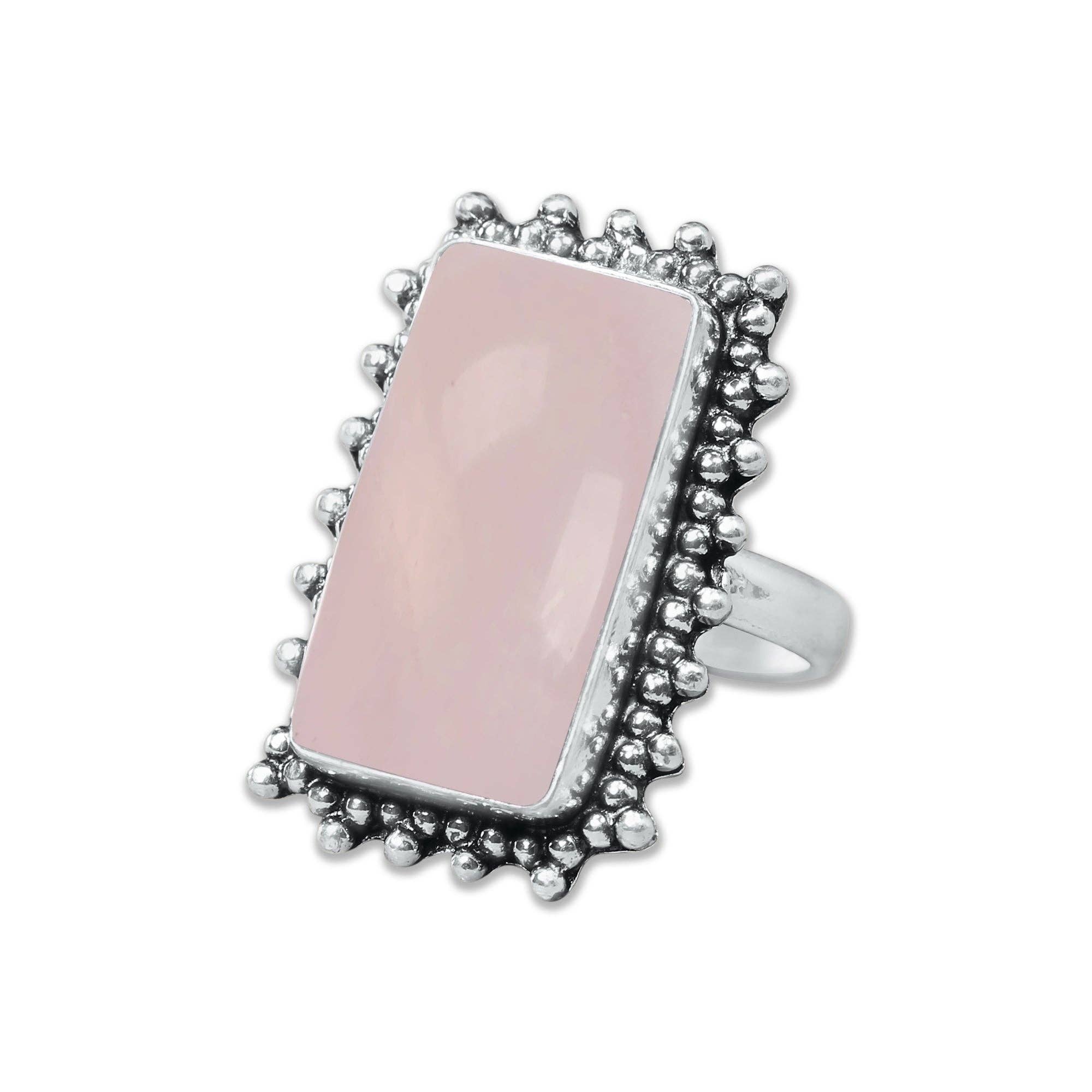 Handmade Jewels – wholesale Cocktail/Statement Ring – Rosenkvartsringar – Silverpläterade, Handgjorda, Mjuk Rosa (US Storlekar 6–10, Ej Justerbara)14